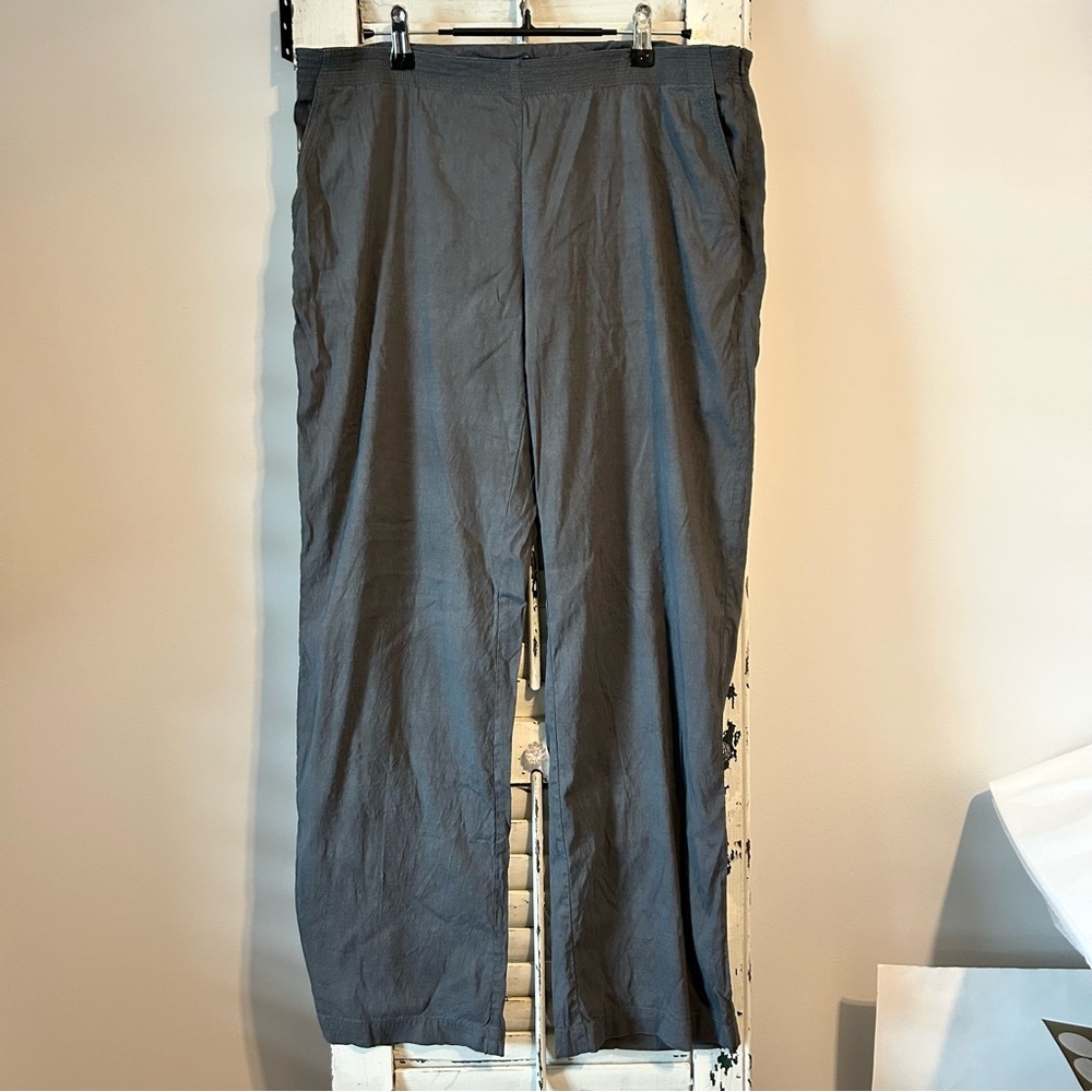 Eileen Fisher linen blend pants with side zipper size Large Petite grey